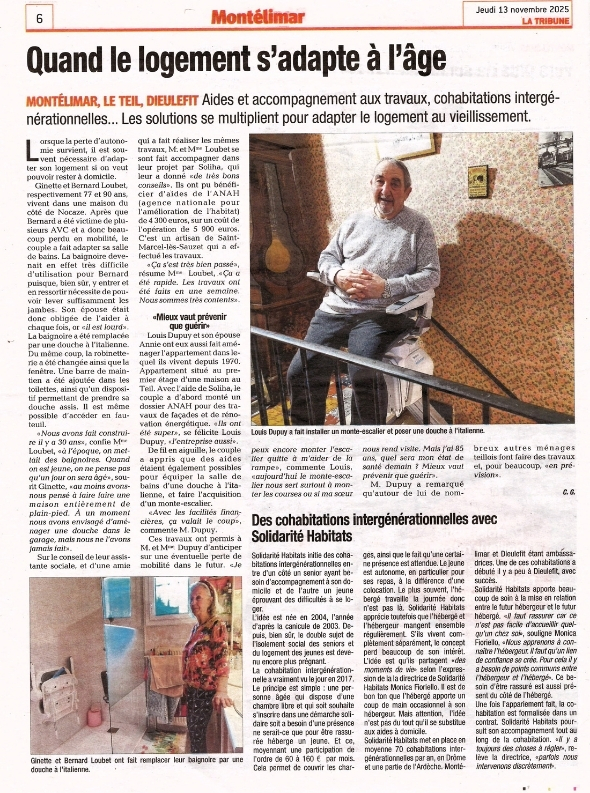 Suite de l'article sur l'habitat partagé inclusif à Dieulefit pour expliquer que le logement s'adapte à l'âge du ou de la résident.e. 